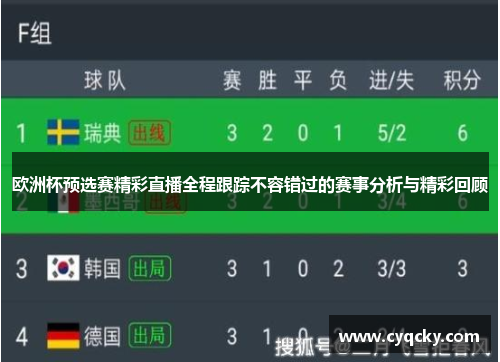 欧洲杯预选赛精彩直播全程跟踪不容错过的赛事分析与精彩回顾